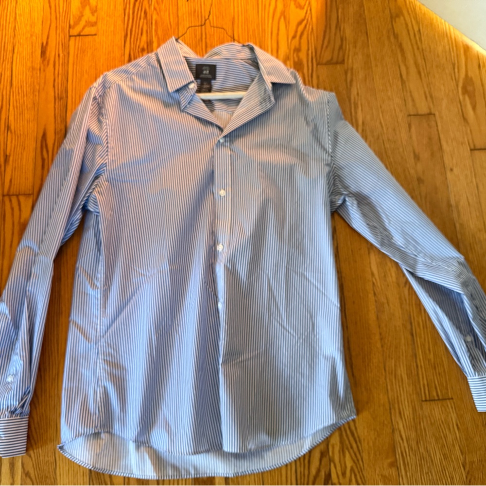 H&M Navy and White Striped Shirt